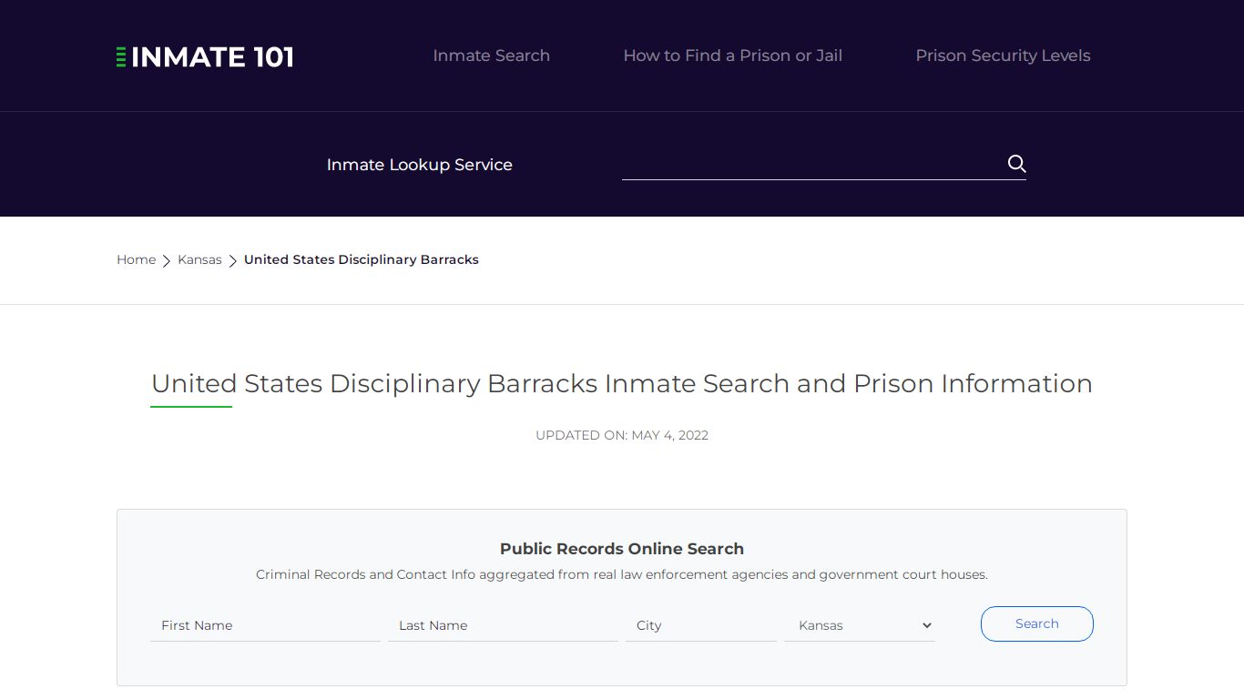 United States Disciplinary Barracks Inmate Search ...